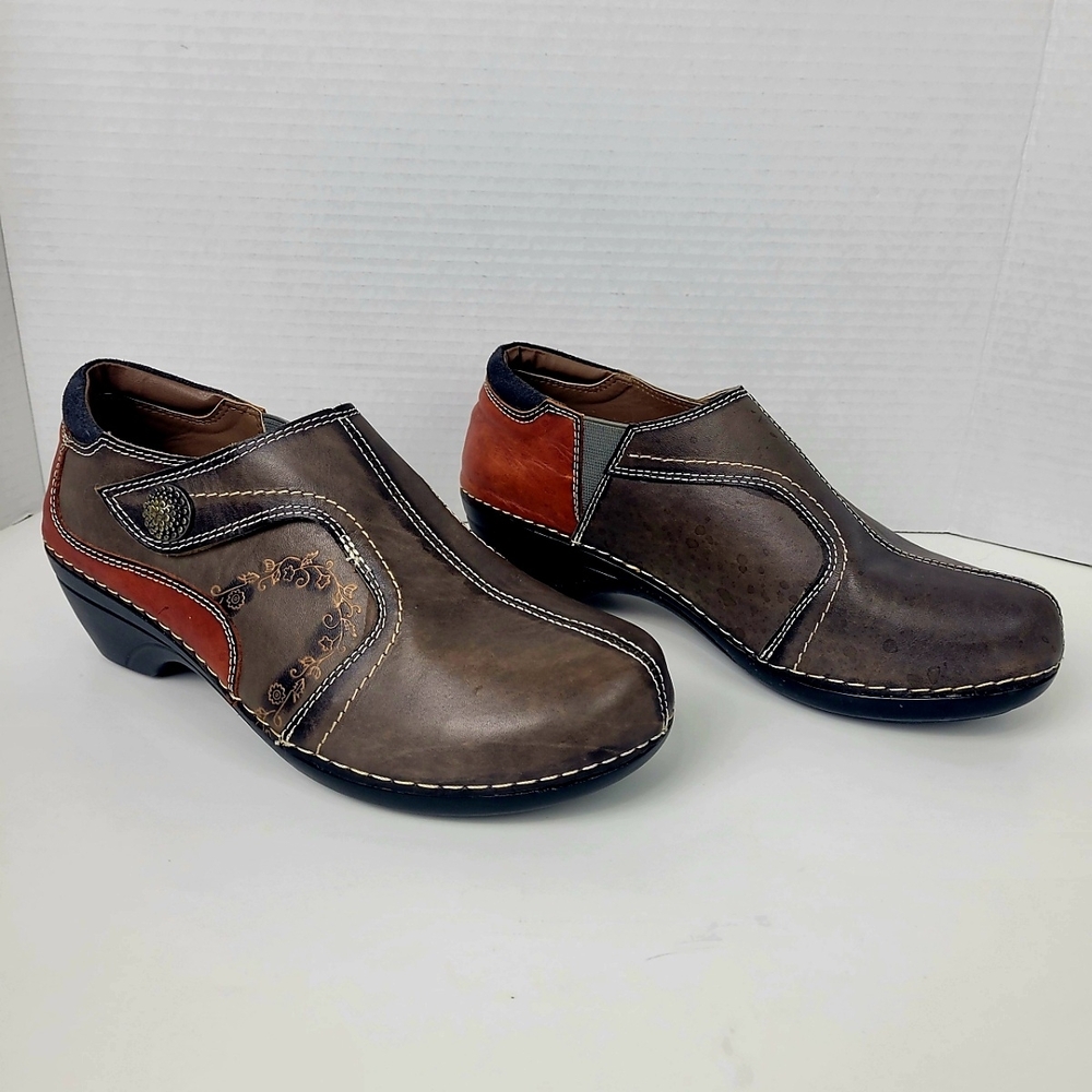 L’ARTISTE by Spring Step Janella-TP Leather Clogs Women's 40 EU/9 US~Handpainted